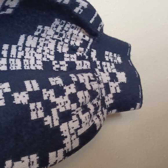 Anthropologie The Beatriz Mock Neck Sweater XL Geometric Navy Cream Soft Boho* - Picture 13 of 15